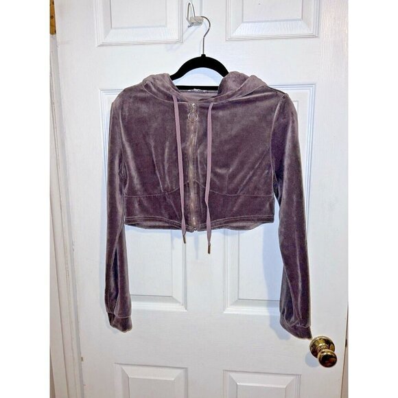 BETTER BE Womens Velour Cropped Hoodie Tracksuit Sz L Juniors - Picture 10 of 16